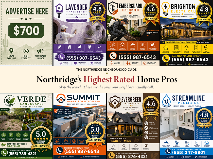 The Northridge Neighborhood Guide — premium printed local advertising card